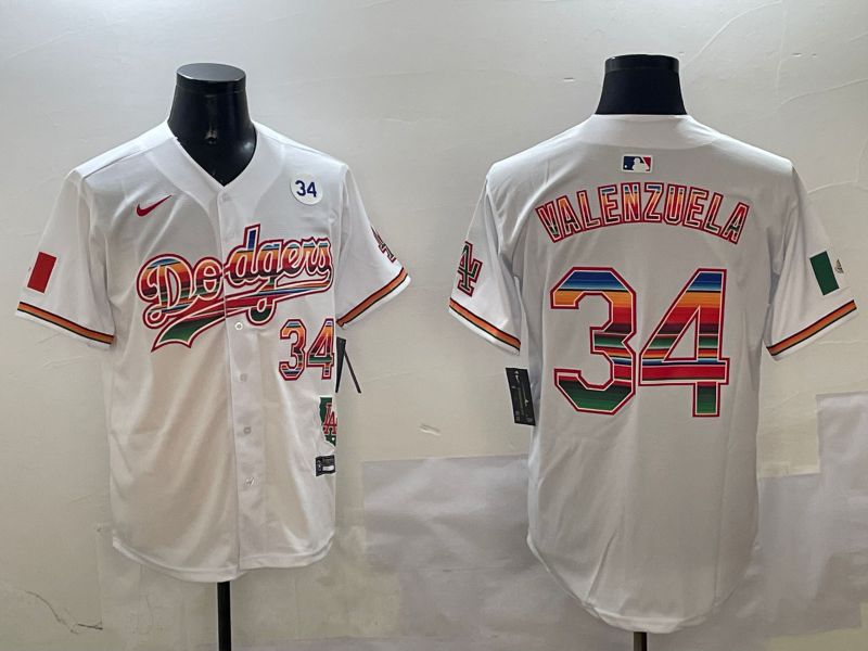 Men Los Angeles Dodgers 34 Valenzuela White Fashion Game 2025 Nike MLB Jersey style 3121
